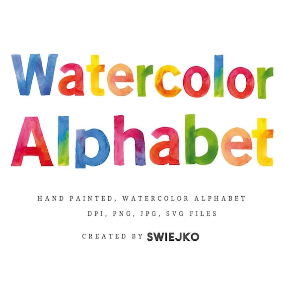 Watercolor Alphabet Clipart, Eric Carle Style, Printable Letters