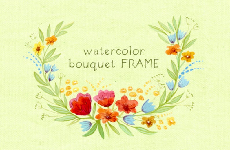 Floral Frame Digital Clipart Watercolor Frame Watercolor Flowers