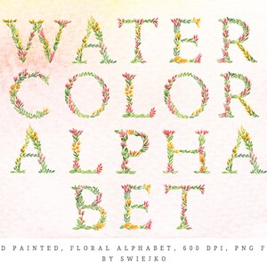 Digital Alphabet, Watercol Letters, abcs, ABC, scrapbooking, stationery, card making, invitation, clipart, floral alphabet