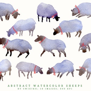 Digital Clipart, Easter lamb, abstract watercolor sheeps image 2