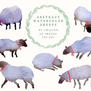 Digital Clipart, Easter lamb, abstract watercolor sheeps image 1