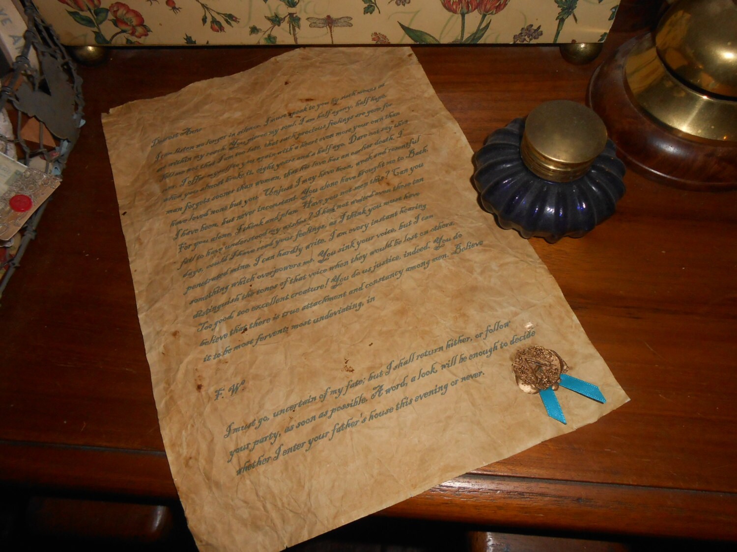 Jane Austen Captain Wentworth Persuasion Letter With Wax Seal Etsy