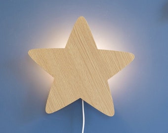 Star Light, Night Light, Wall Light, Nursery Light, Kids Bedroom Light, New Baby Gift, Light Decor, Modern Nursery, Nordic Decor, Wood Lamp
