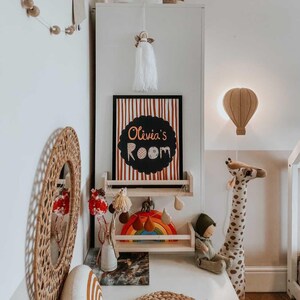 Hot Air Balloon Wall Light, Boho Night Light, Oak kids lamp, Nursery Night Light, Modern Reading lamp , Nordic Décor, Wood Wall Light