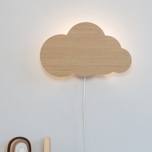 Nursery Light, Cloud Light, Night Light, Wall Light, Wood Lamp, Modern Nursery Decor, Led Lighting, Children Light, Minimalist Light image 1
