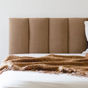 Brown sales fabric headboard