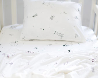 Le Petit Prince, White Crib Bedding, White Baby Sheets, Baby Boy/Girl Crib Bedding, Fitted Crib Sheets, Egyptian Cotton Bed Sheets