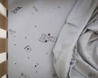 Le Petit Prince Baby Bedding Set, Toddler Bed Sheet Set, Crib Sheet Sets, Printed Bed Sheets, Organic Bedding Sets, Boys Gray Bedding Set