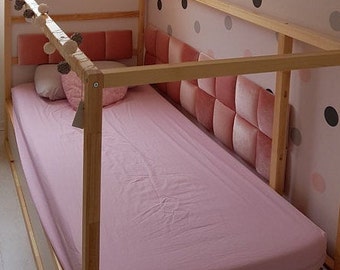 Queen Velvet Headboard Montessori Bed Kinderzimmer Pink Etsy