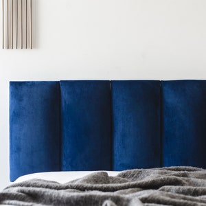 VELVET Bed Headboard, Padded Wall Panels, Modern Bedroom Decor, Cushioned Wall Tiles, Fabric Green Pink Blue Black Gray Beige Bedroom Decor image 5