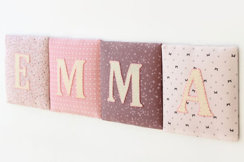 Kids LOVE Wall Decor Baby Name Signs Embroidered Nursery Etsy