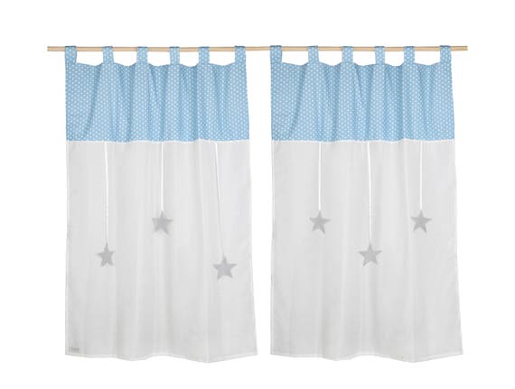 Baby Room Tab Top Curtains Decorative Blue White Stars Etsy