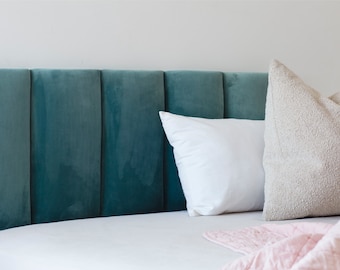 Velvet Headboard, Wall Hanging Headboard Cushioned Tiles, Fabric Wall Decor, Montessori Room Panels Decor, Houswarming and Redecorating Gift