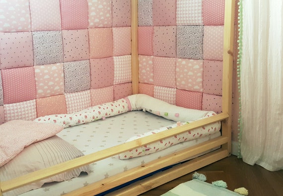 Montessori House Bed Headboard Decorative Wall Cushions Custom Kids Headboard Montessori Furniture Baby Sleeping Area