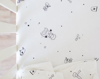 White Crib Bedding Set, The Little Prince Bedding, Organic Crib Sheet Set, Baby Girl/Boy Bedding, Fitted Crib Sheets, Toddlers Bed Sheet Set