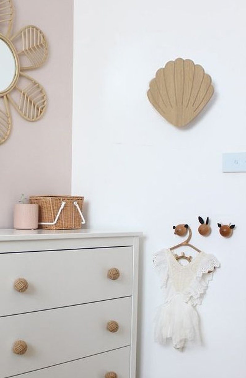Wall Night Light Nursery Light Seashell Wall Decor Wooden Etsy