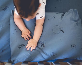 Little Prince Crib Bedding Set, Toddler Bed Sheet Set, Crib Sheet Set, Boys Blue Bedding, Printed Bed Sheets, Organic Bedding Set