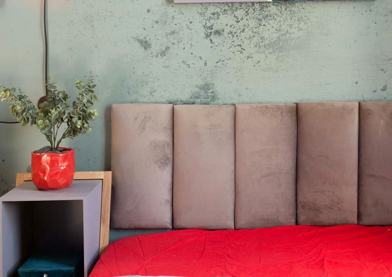 Velvet Headboard, Self Adhesive Upholstered Headboard, Wall Pillow Panels for King Queen Twin Size Bed, Anti Collision Fabric Padded Boards