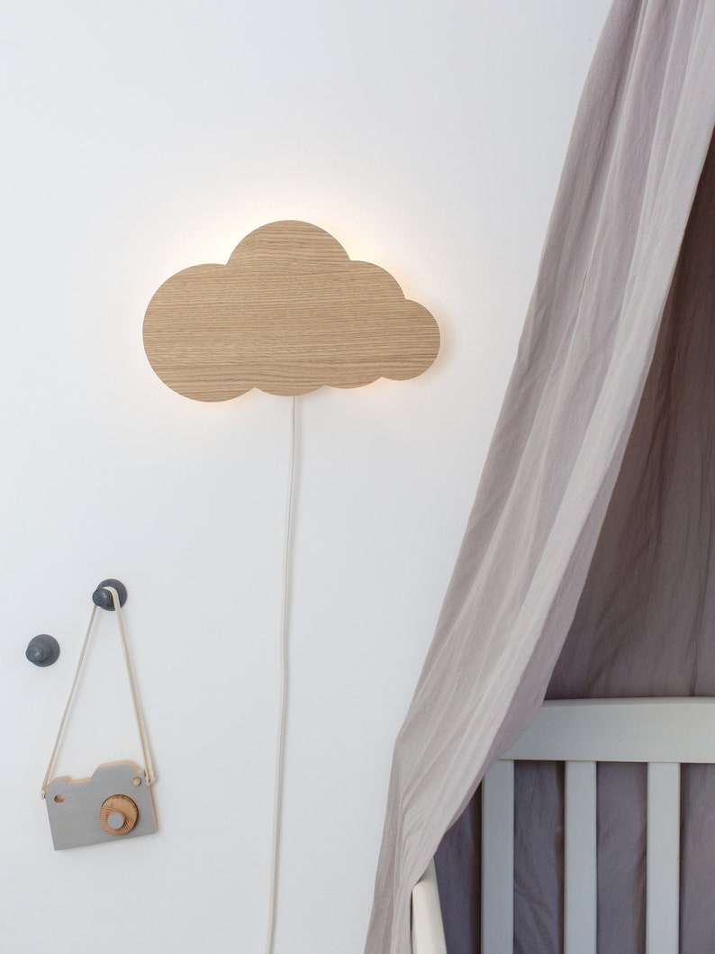 Nursery Light, Cloud Light, Night Light, Wall Light, Wood Lamp, Modern Nursery Decor, Led Lighting, Children Light, Minimalist Light image 10