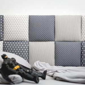 Kids Headboard, Headboard & Sideboard Tiles, Upholstered Wall Panels, Fits Single Double Full Twin Queen King Size Beds, Montessori Cushion
