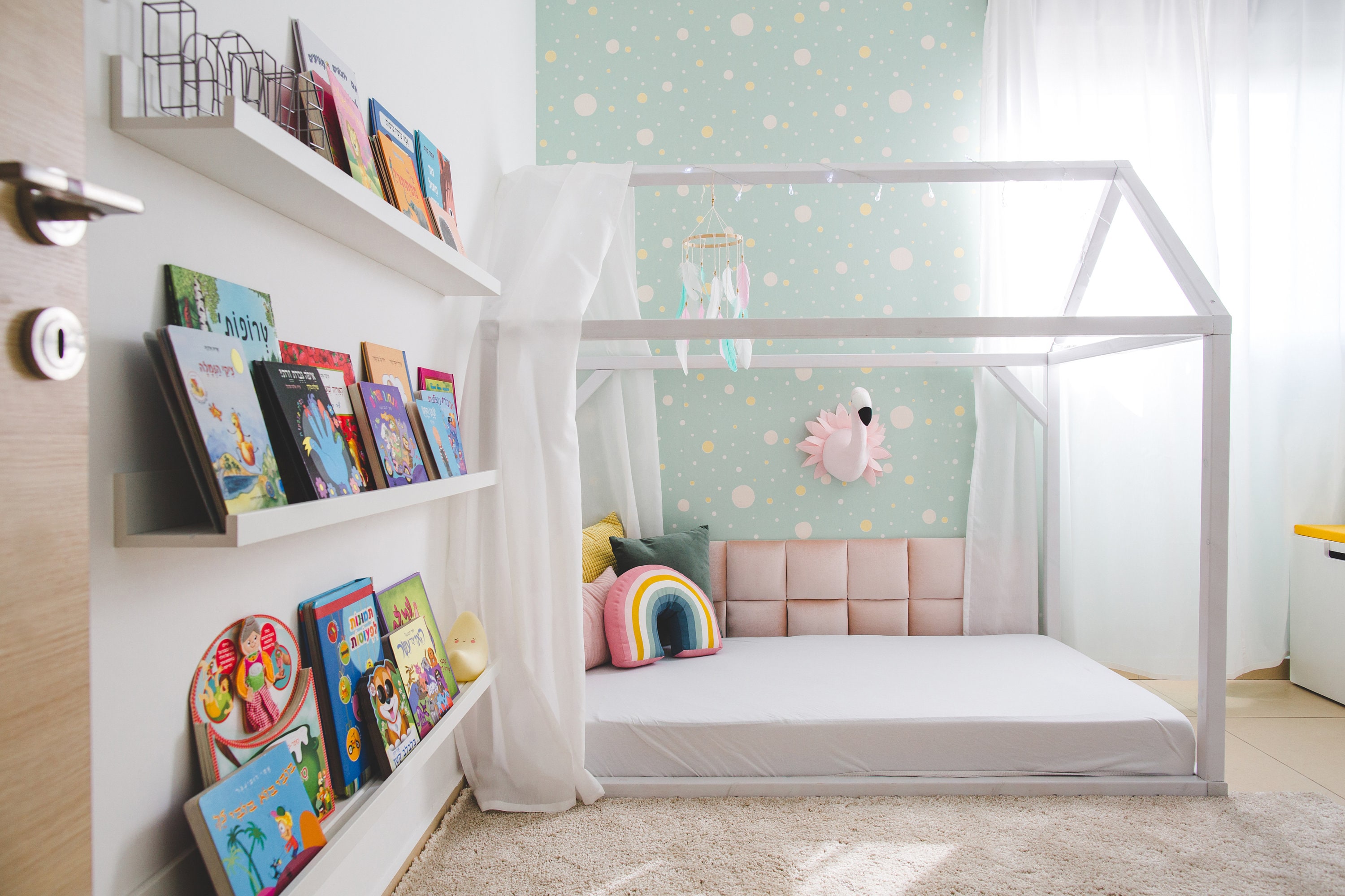 Headboard, Wall Panels, Kids Bedroom Decor, Montessori Bed, Bedroom Decor  for Girls, Nursery Wall Decor, Decorative Panels, Velvet Cushions 