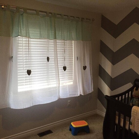 Baby Curtains Green And White Dots Curtains With Hanging Etsy