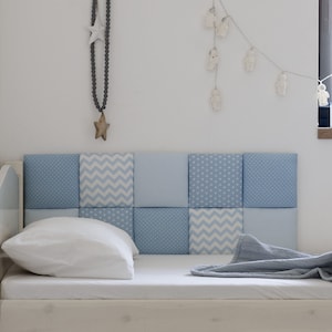 Headboard & Sideboard Pillow Wall Tiles, Upholstered Wall Panels for Single Double Full Twin Queen King Size Beds, Montessori Bedroom Decor