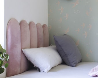 Pink Wall Panels for Adult Teen Kids Bedroom, Arched Fence Headboard, Upholstered Panels, Hanging Wall headboard Sideboard, Bedroom Decor