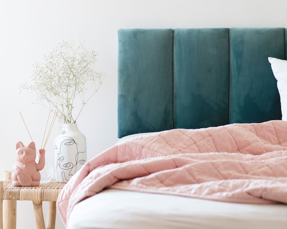 Velvet Wall Hanging Headboard, Bedroom Above Bed Wall Decor, Wall Back Cushions, Upholstered Wall Panels, Soft Padded Boards, Self-Adhesive