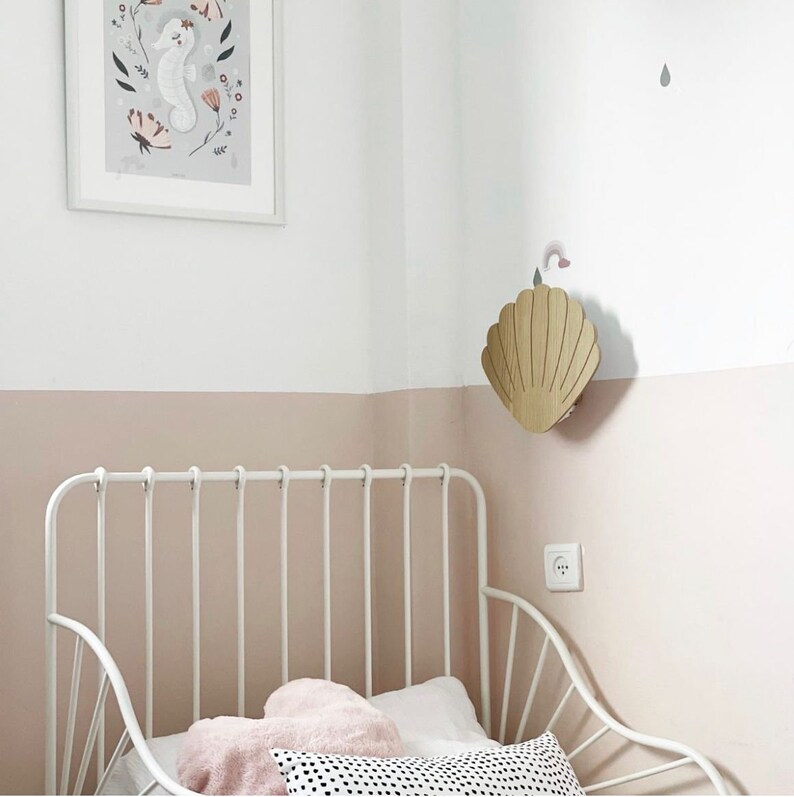 Wall Night Light Nursery Light Seashell Wall Decor Wooden Etsy