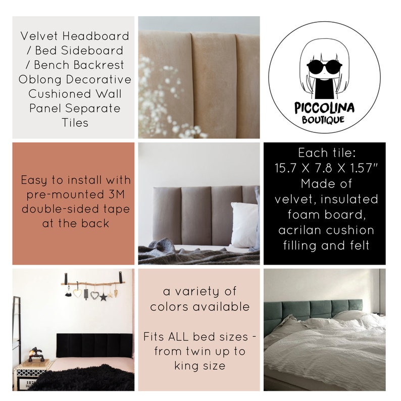 Soft Wall Decor Panels, Velvet Headboard, Upholstered Wall Tiles, Fabric Modern Bedroom Wall Decor, Montessori Bed, Wall Mounted Board image 9