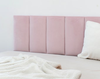 Velvet Headboard Panels, Pearl Pink Purple Beige Brown Green Blue Grey & Black Upholstered Soft Decorative Wall Padded Boards, All Bed Sizes