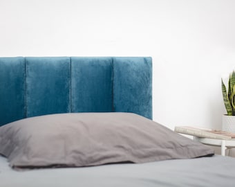 Upholstered Twin / Double / Queen / King Headboard, Bedroom Headboard, Velvet Wall Panels, Elegant Wall Decor Easy to Install Fabric Tiles