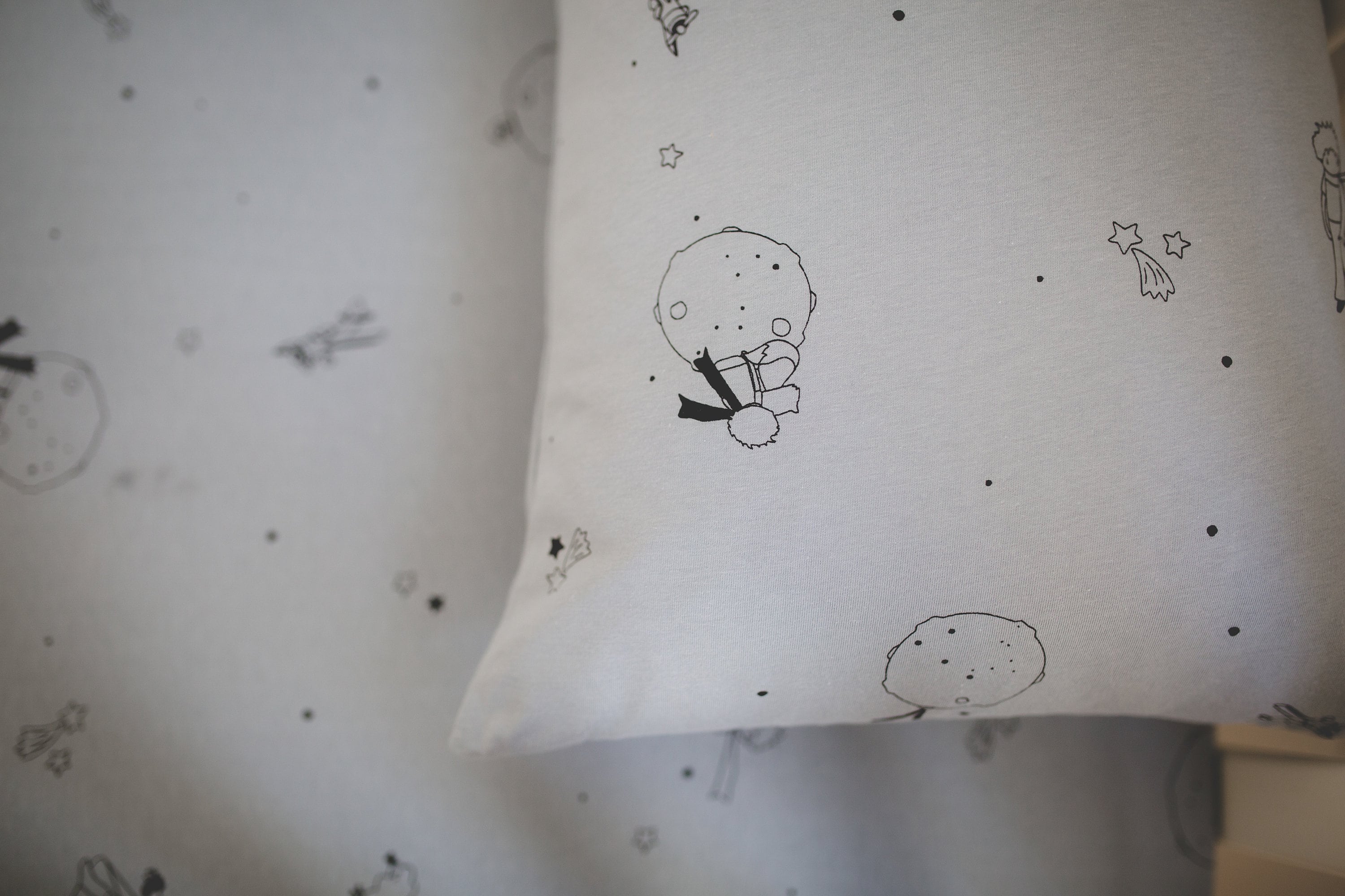 Toddler Gray Bedding, Soft Cotton Pillowcase, Little Prince Bedding, Gray Pillow Sheets, Little Prince Gifts, Christmas Gifts