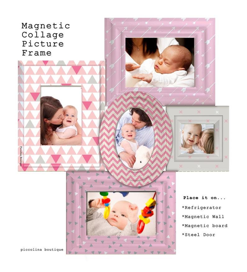 Pink Collage Picture Frame Baby Photo Collage Fridge Etsy