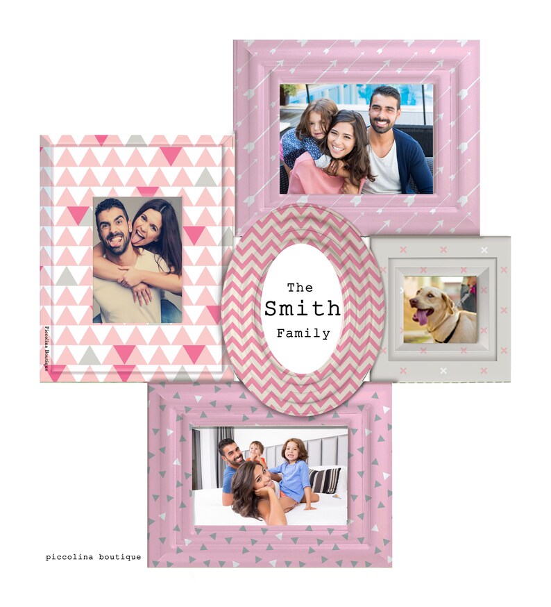 Pink Modern Collage Picture Frame, Fridge Magnet Photo Frame, Personalized Fridge Magnet, Magnetic Picture Frame For Fridge, Christmas Gifts image 2