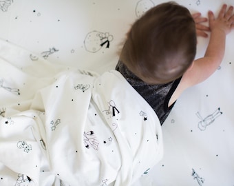 Little Prince Crib Sheet, White Nursery Bedding, 100% Egyptian Cotton Bed Sheets, Baby Bedding, Fitted Crib Sheets, Christmas Gifts