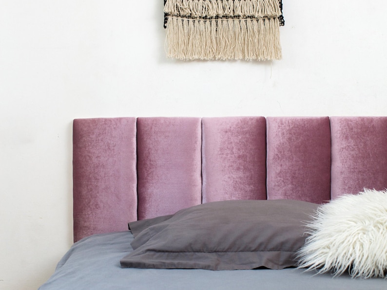Purple VELVET Headboard Full Size Queen Headboard Cushion Etsy