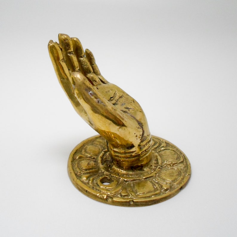 RARE small Pull handle Human Hand Door Knob Figurine Sculpture 1.65 inch Brass