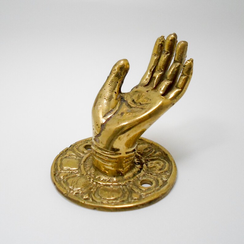 RARE small Pull handle Human Hand Door Knob Figurine Sculpture 1.65 inch Brass