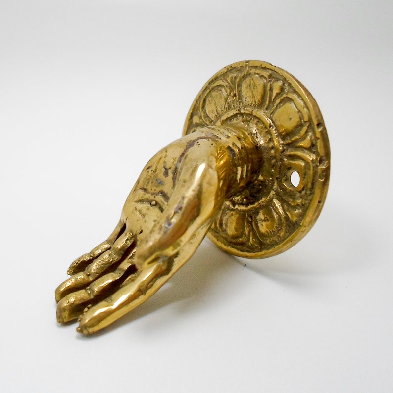 RARE small Pull handle Human Hand Door Knob Figurine Sculpture 1.65 inch Brass