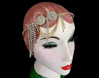 Vintage Gold Bridal Headband, Art Deco, Chain Drape, Gold Bridal Headpiece, Hair Chains, Boho, Wedding Headpiece, 1920's, Flapper, Headband