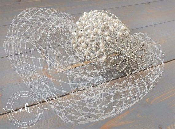 Birdcage Veil Bridal Headpiece, Juliet Cap, Brida… - image 6