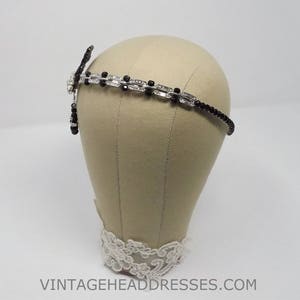 Black Great Gatsby Headpiece, Black Art Deco Headband, Silver & Black, Vintage, Flapper, 1920's, Rhinestone, Diamante, Christmas, New Year image 3