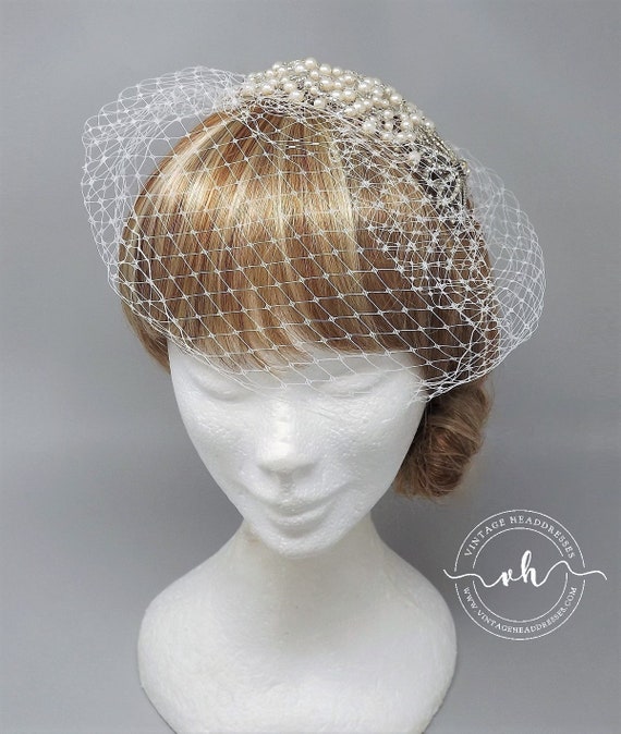 Birdcage Veil Bridal Headpiece, Juliet Cap, Brida… - image 3