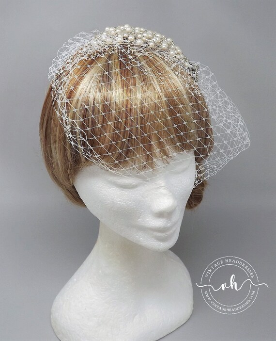 Birdcage Veil Bridal Headpiece, Juliet Cap, Brida… - image 5