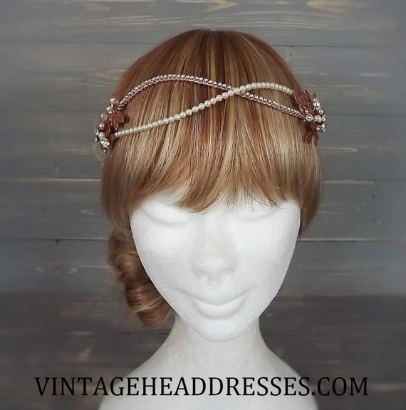 Rose Gold Bridal Headpiece Bridal Circlet Vintage Hair Etsy