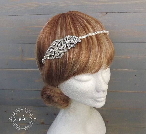 Art Deco Headpiece, Deco Headband, Side Tiara, Br… - image 2