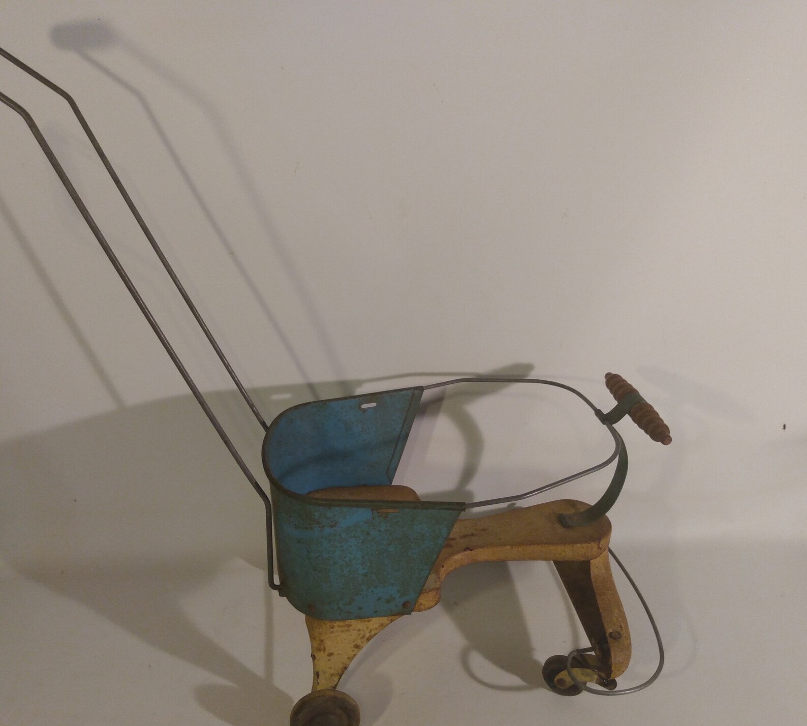 Antique Turner Toys Stamped Metal Doll Stroller With Wood Etsy