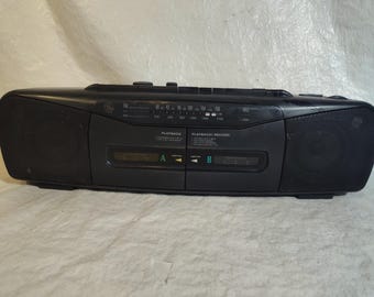General Electric GE AM/FM Stereo Dual Cassette Boombox Works